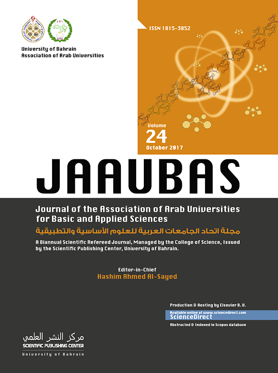 Go to journal home page - Journal of the Association of Arab Universities for Basic and Applied Sciences
